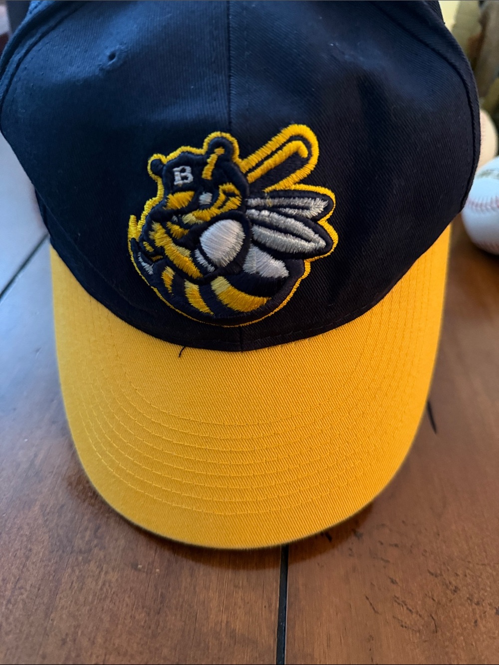 Navy and Yellow Embroidered Bee Baseball Cap